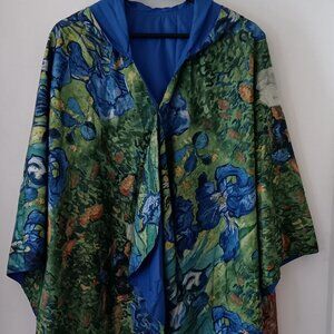 RainCaper Reversible Hooded Rain Cape van Gogh "Irises" Used